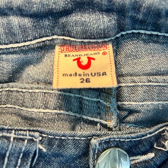 VTG True Religion Jeans Womens 26 White Horseshoe Skinny Low Rise TRW612‎ - Picture 7 of 10
